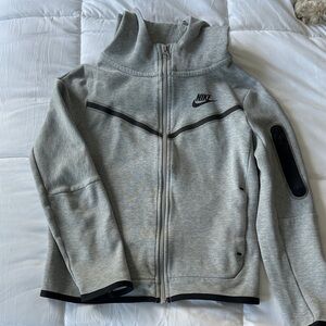 Nike Tech Kids Light Gray Hoodie with Black Accents